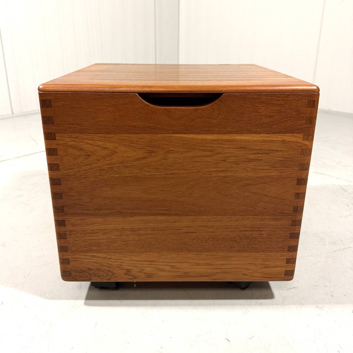 Salin Nyborg teak storage box side table on wheels, Denmark 1960’s