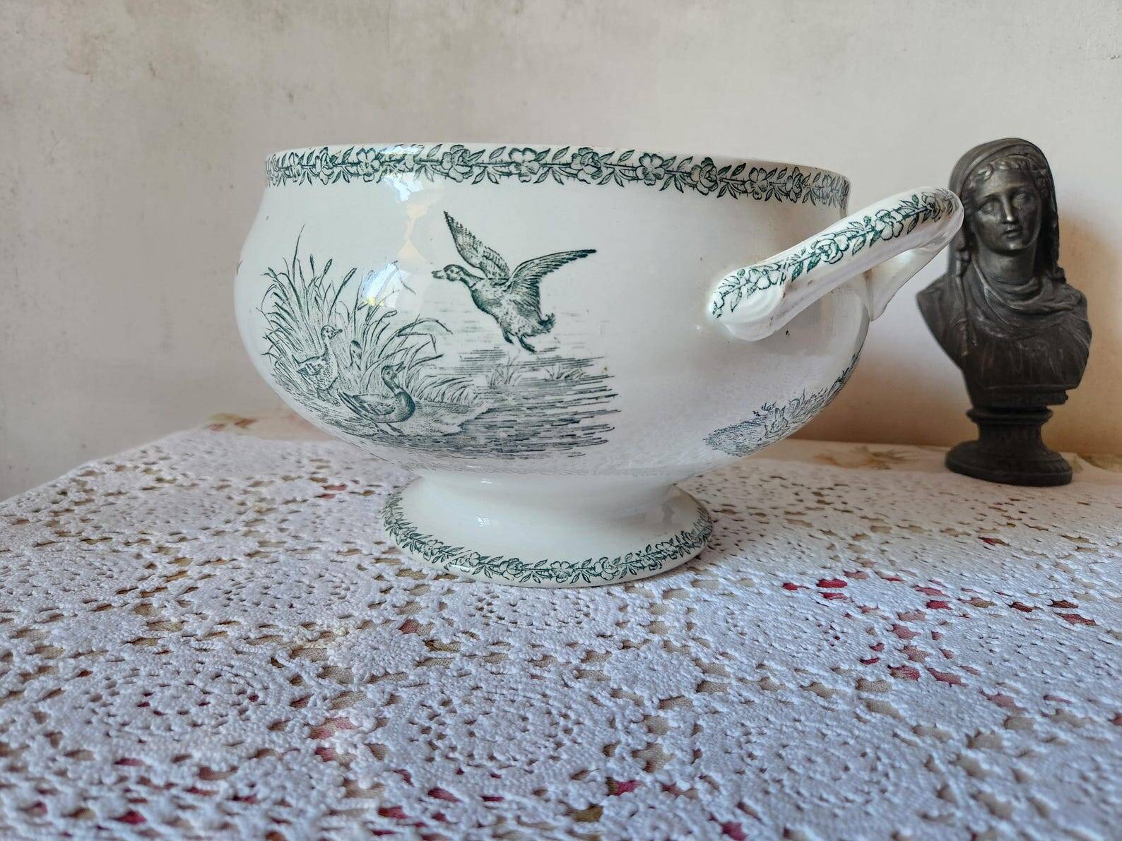 French 19th Century FF Pexonne Tureen 'Campagne' Animal Transferware