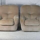 Pair of armchairs "space age". Beige corduroy velvet. France, circa 1970