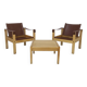 Safari Easy Chairs in Leather + Coffee Table by Carl Heinz Bergmiller, 1970
