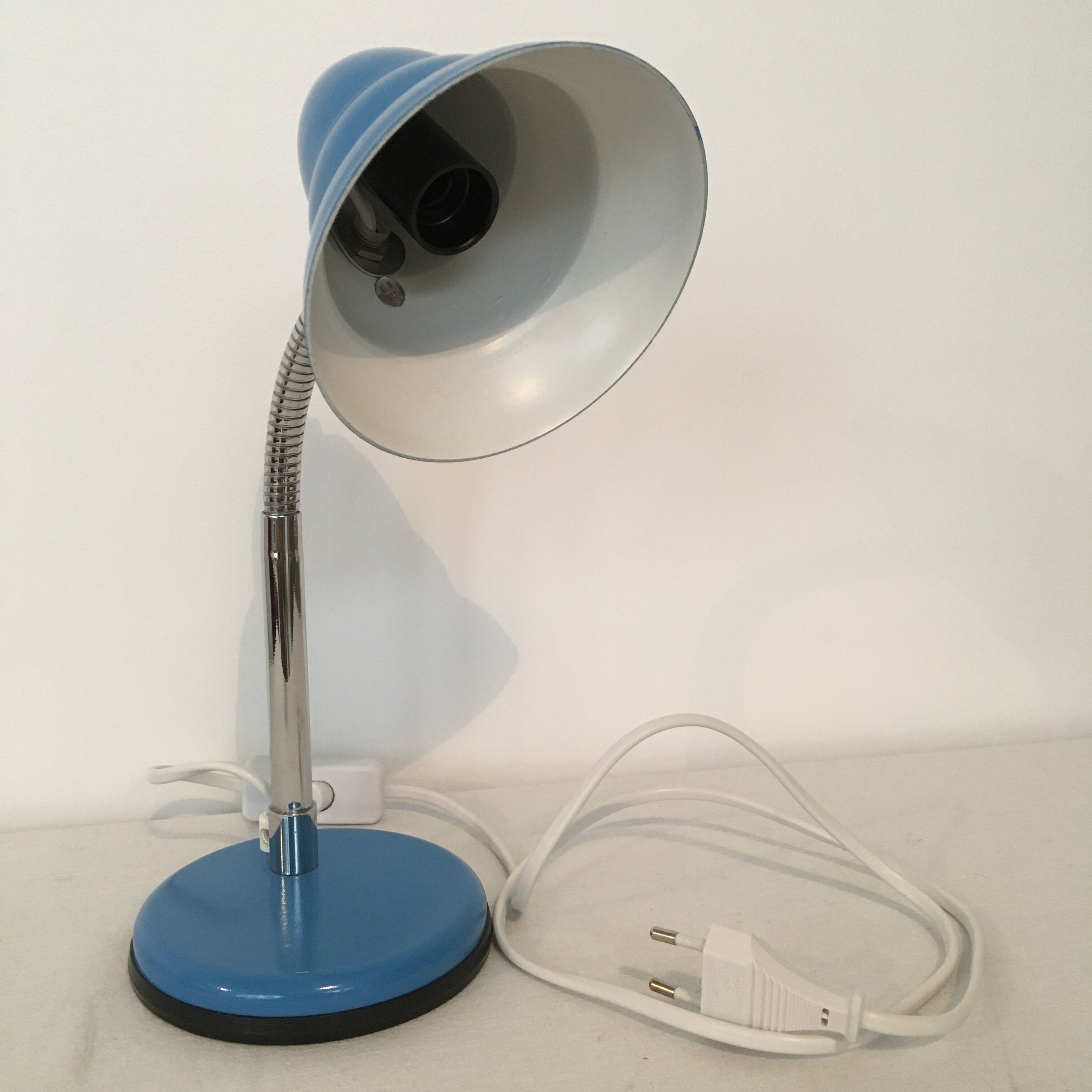 Blue flexible desk lamp