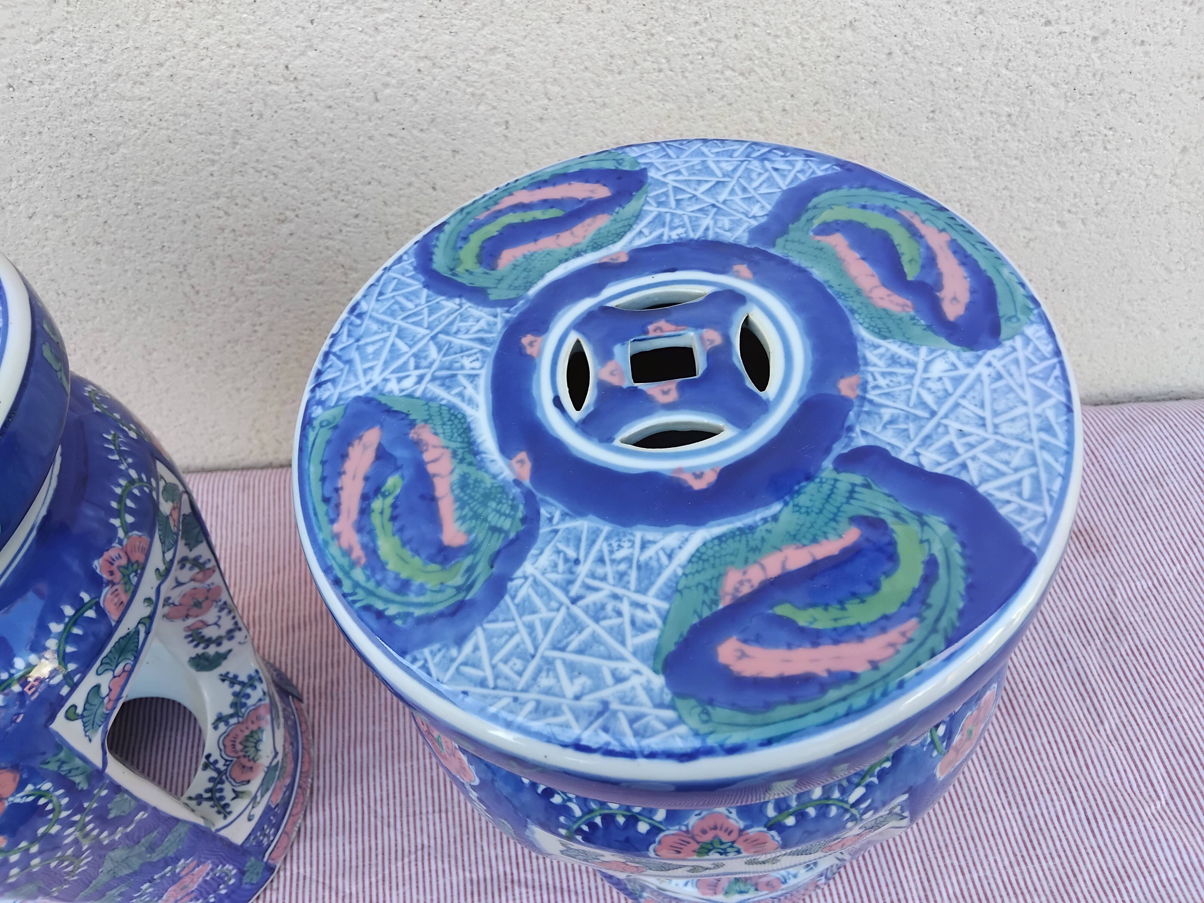 Pair of Asian Chinese porcelain stools