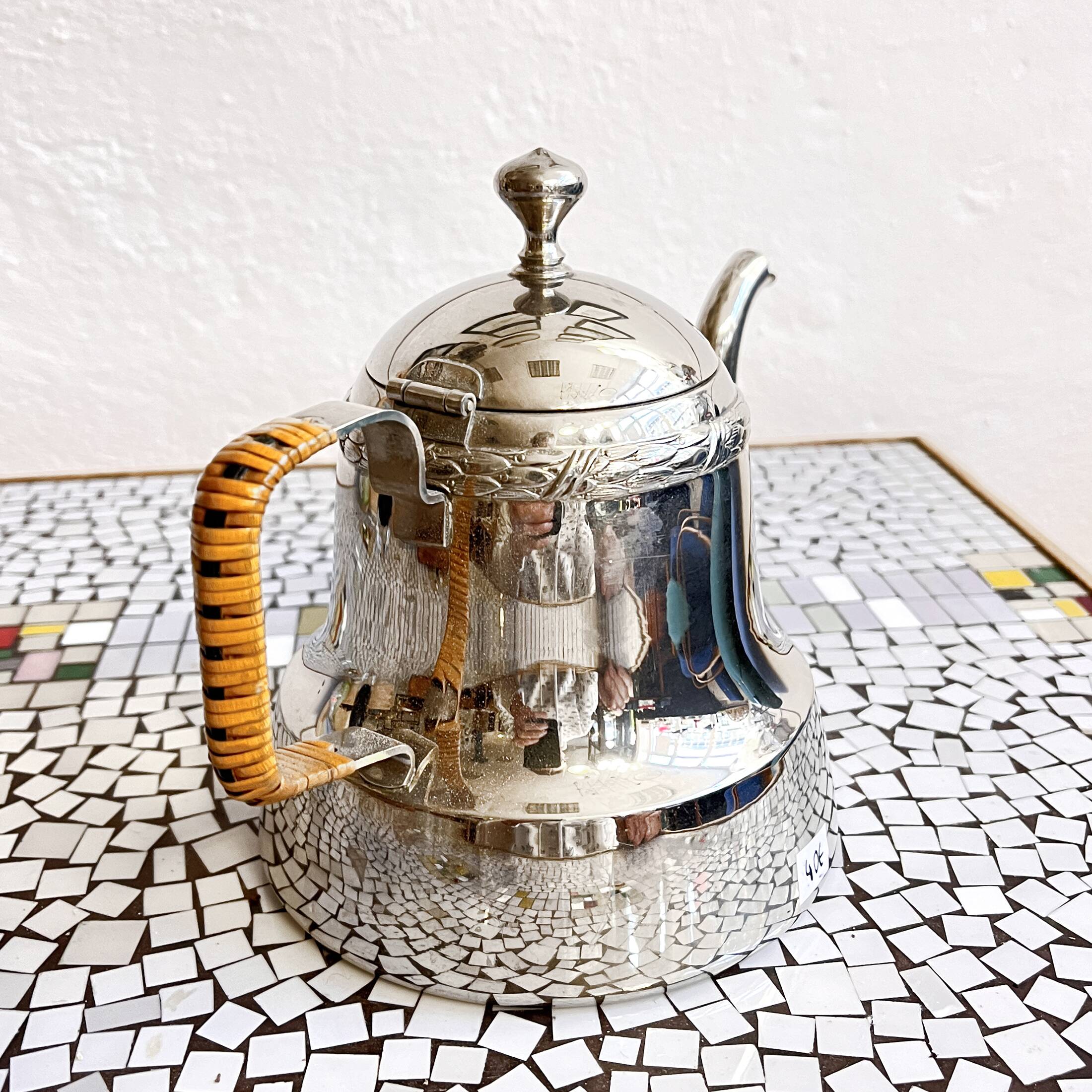 Plated art deco teapot jug, Christofle, France, 1940s.