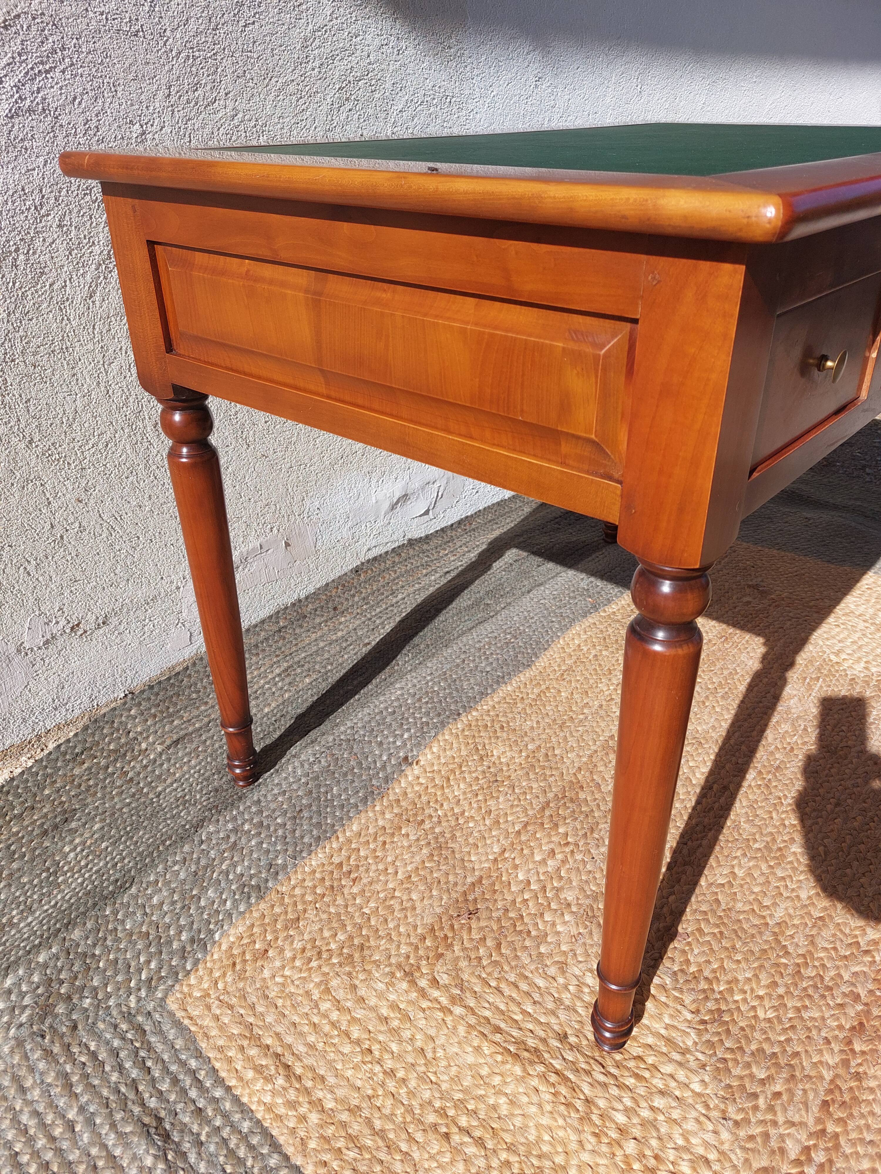 Desk, green leather top