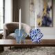 pair of flower candle holders made of glass handcrafted in Italy
