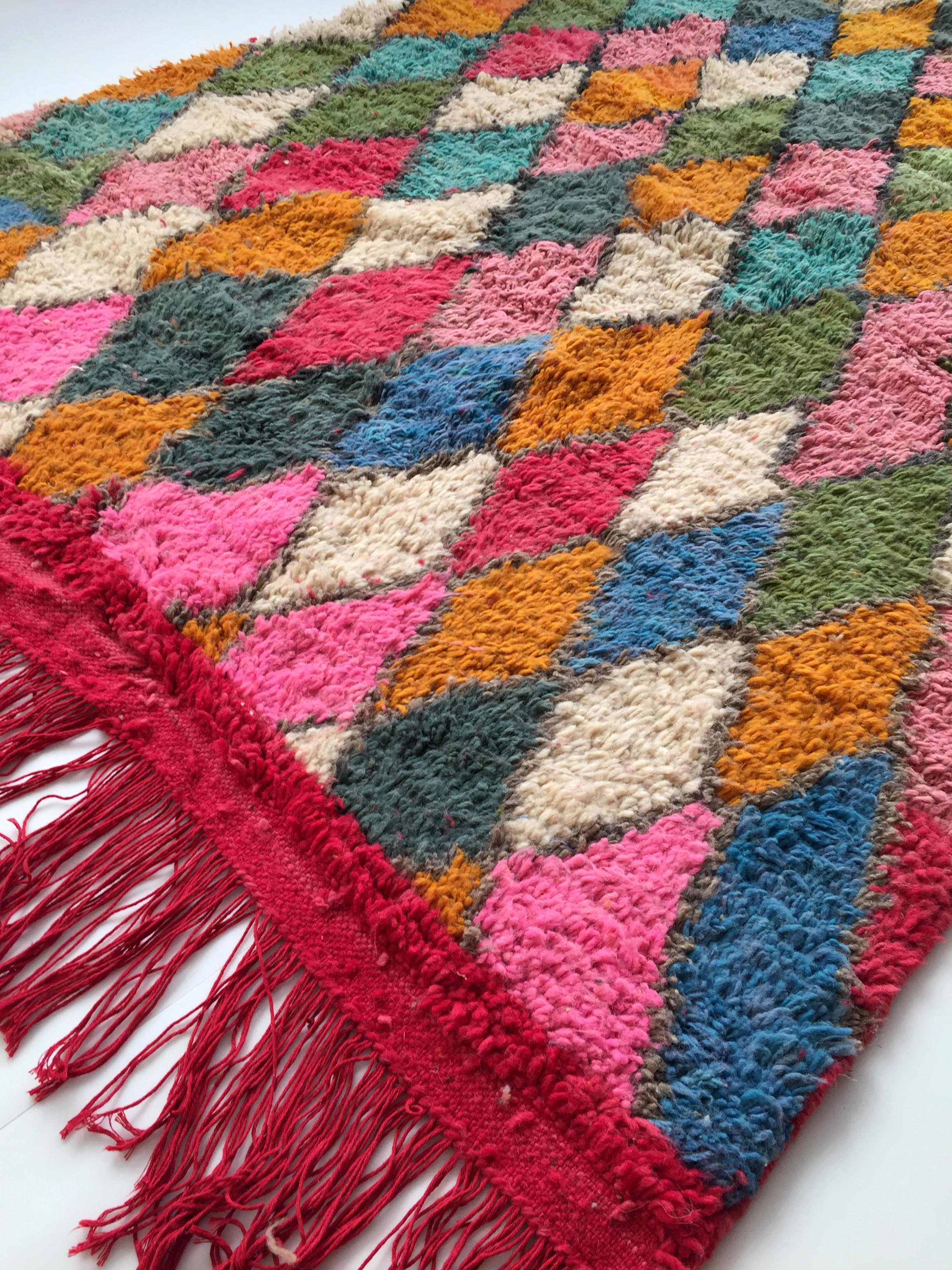 Moroccan Berber carpet Boujaad with colorful diamonds 250x152cm
