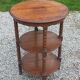 Vintage oak pedestal table with 3 shelves from the 60s