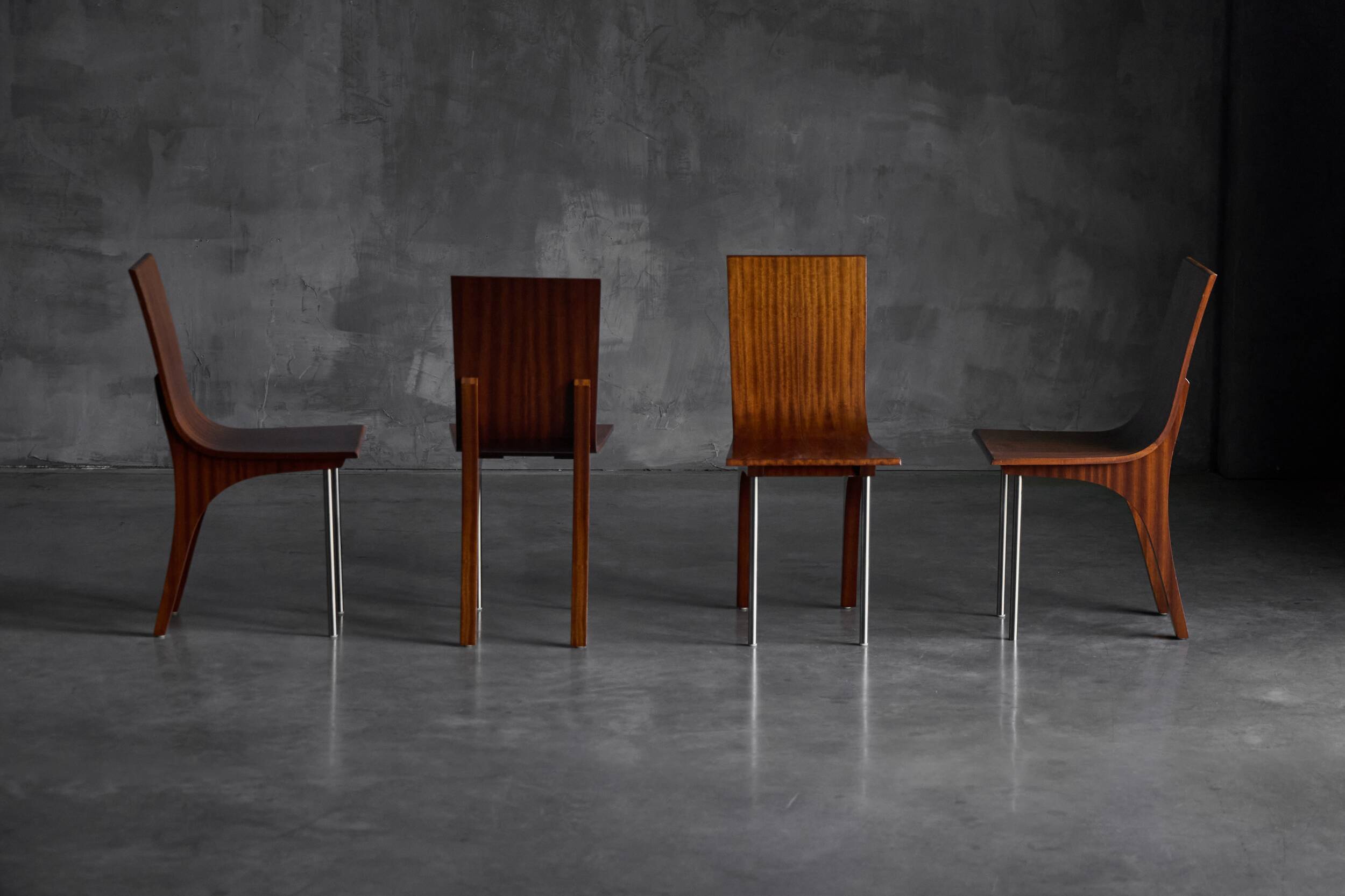 Postmodern Walnut Dining Chairs, Italy, 1980s