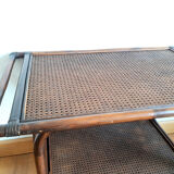 Rattan and canning rolling trolley 1970