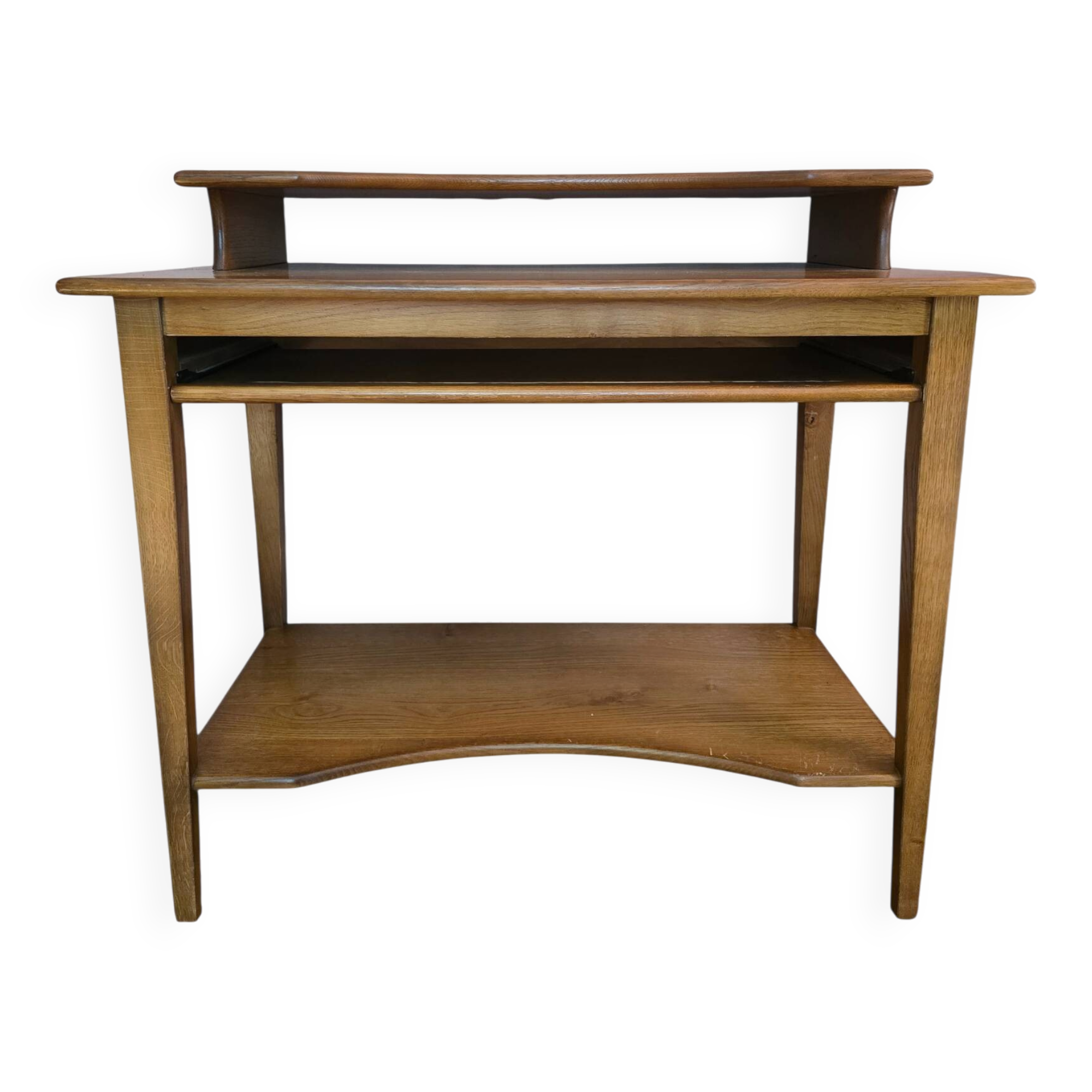 Vintage oak desk with raised top, 1970s.