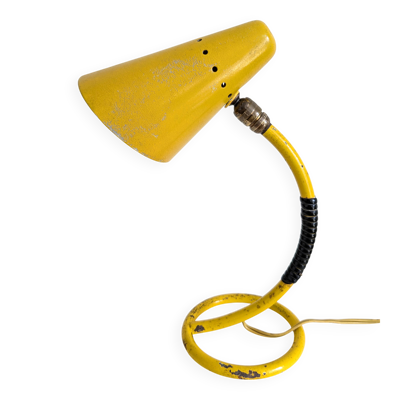 Lampes à poser jaunes années 50 « scoubidou ».