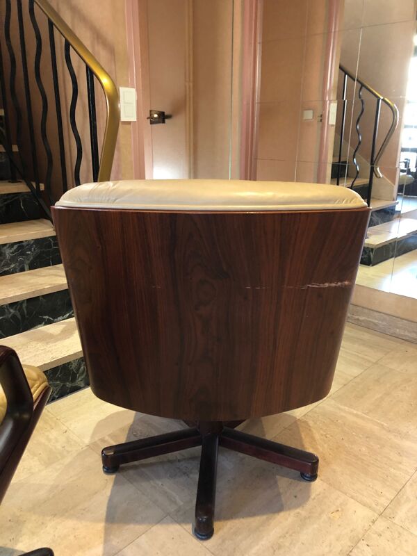fauteuil De bureau cuir Et Bois Vaghi.