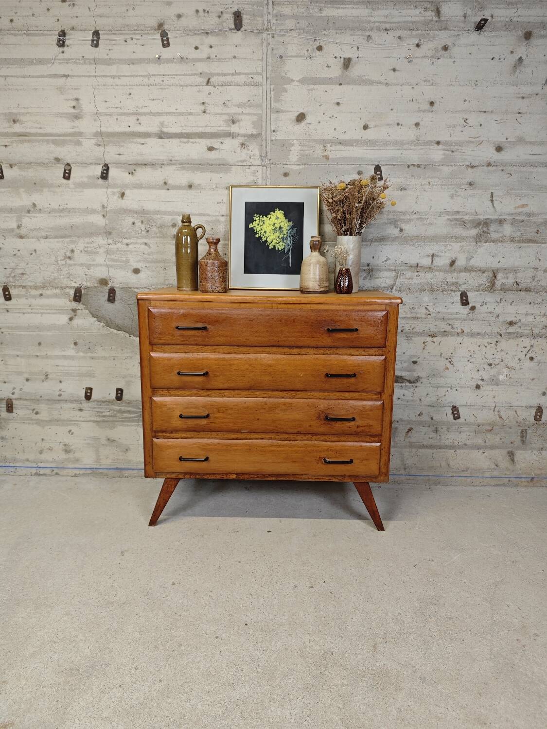 Vintage chest of drawers with tapered legs