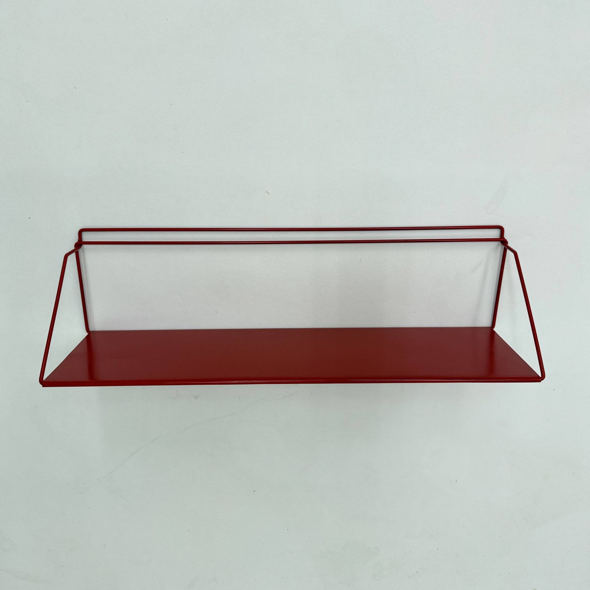 Vintage red metal wall unit book shelf , 1970s