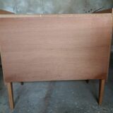 Commode vintage en rotin pieds compas