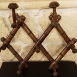 Extendable wooden wall coat rack