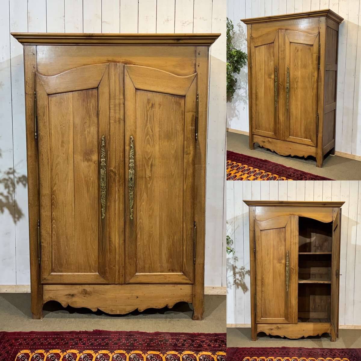 19th-century country wardrobe in blonde chestnut.