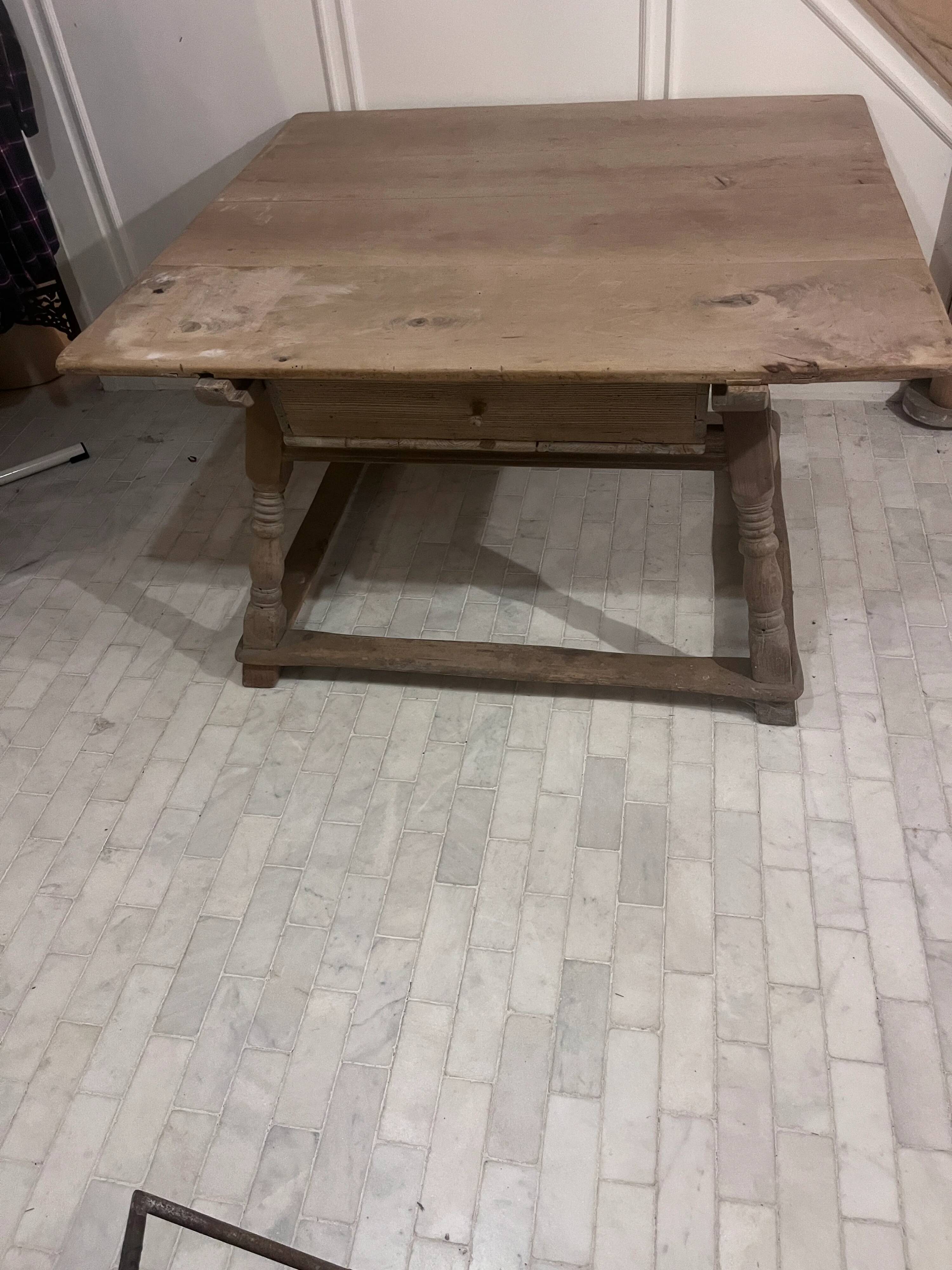 19th-century antique merchant's payment table made of solid wood.