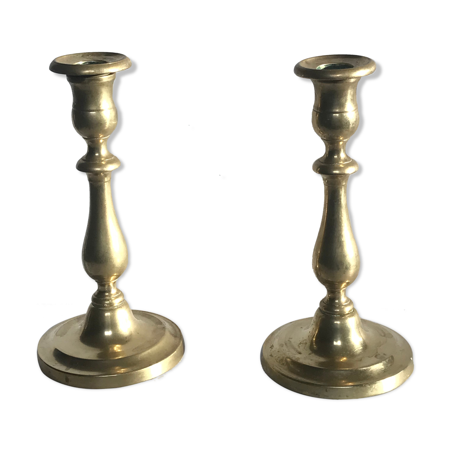 Pair of brass candle holders