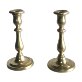 Pair of brass candle holders