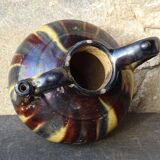 Pichet à eau ou orjol français ancien à glaçure rayée