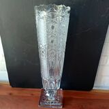 Large transparent crystal VASE 24% vintage, Lausitzer Glass, Germany, GDR