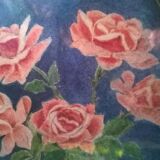 Tableau miniature "vase de roses"