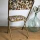 Chaise pliante vintage lafuma chantazur au tissu brodé fleuri