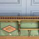 Italian floor patina green 1900 wood turns polychromy