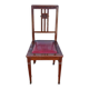 6 Art Deco dining chairs in solid wood and burgundy leather.