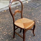 Louis Philippe solid wood and straw office chair