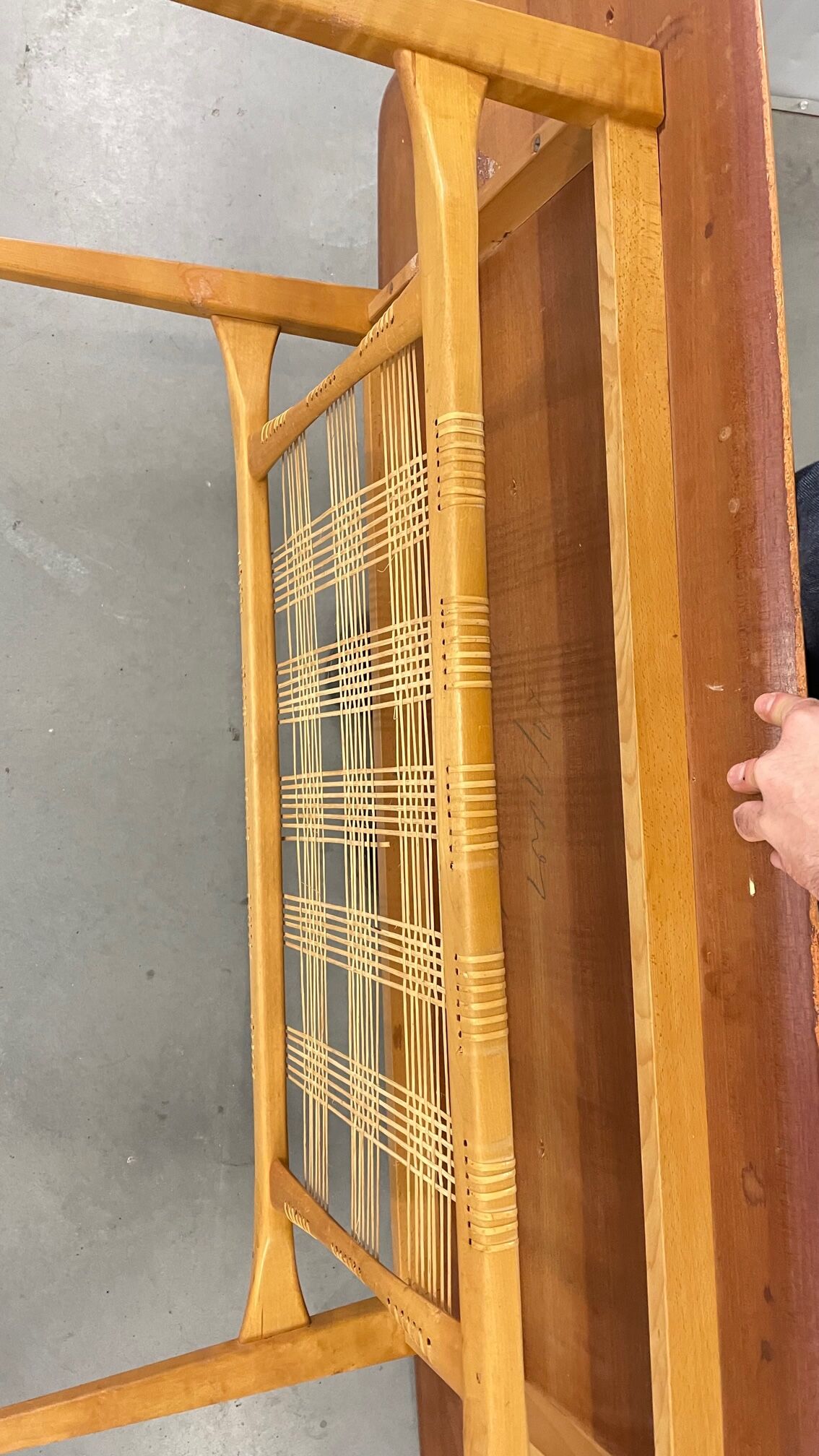 Lacquered wooden table from the 60s with revised door