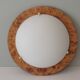 Vintage ceiling lamp, glass and faux bois de loupe, Spain 1970