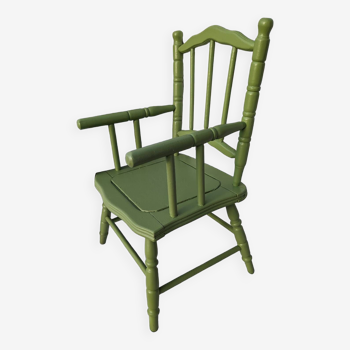 Green children's chair in turned wood
