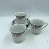 3 large cups and saucers