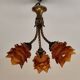 chandelier in Rococo style made of gilded bronze with 3 branches and tulips