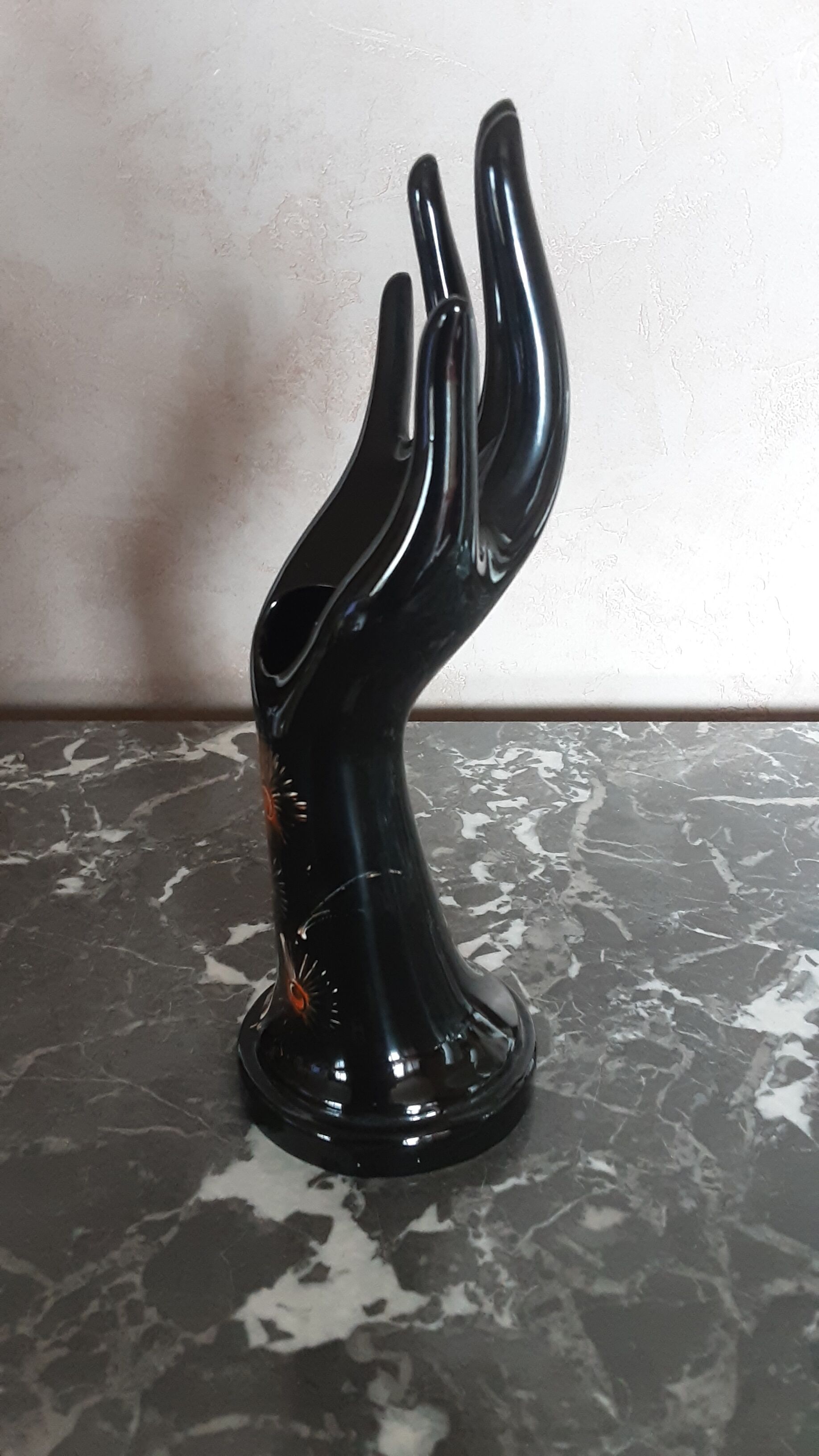 Ceramic baguier vase - enamel-vintage