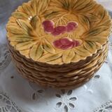 10 dessert plates in Sarreguemines barbotine