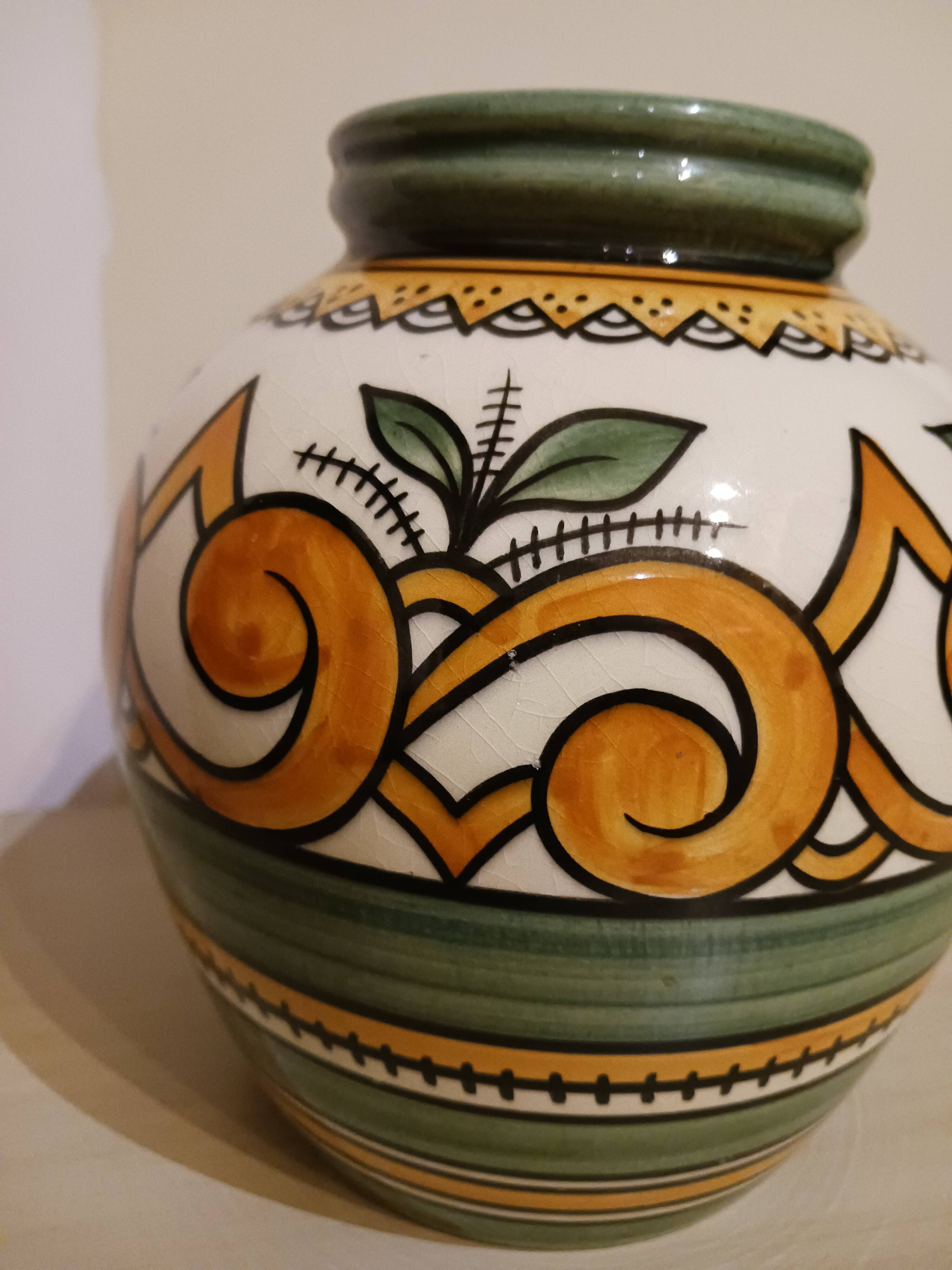Round vase, signed Henriot Quimper, 1950s