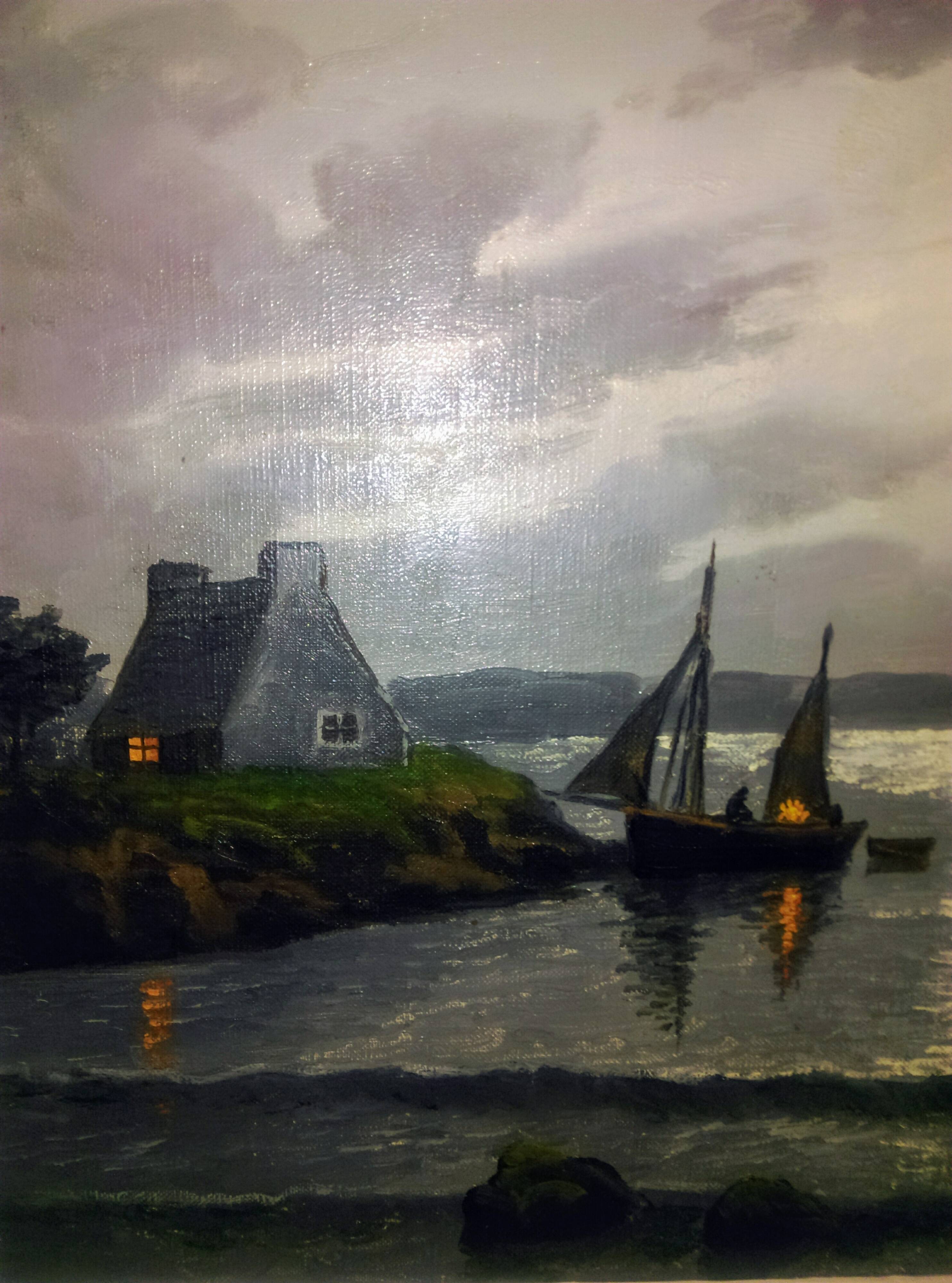 Oil painting.st Breton marine signed (reney 1890/1959)