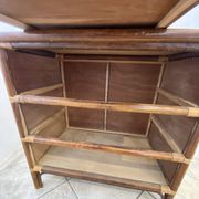 Vintage 1970s bamboo rattan 3-drawer chest of drawers.