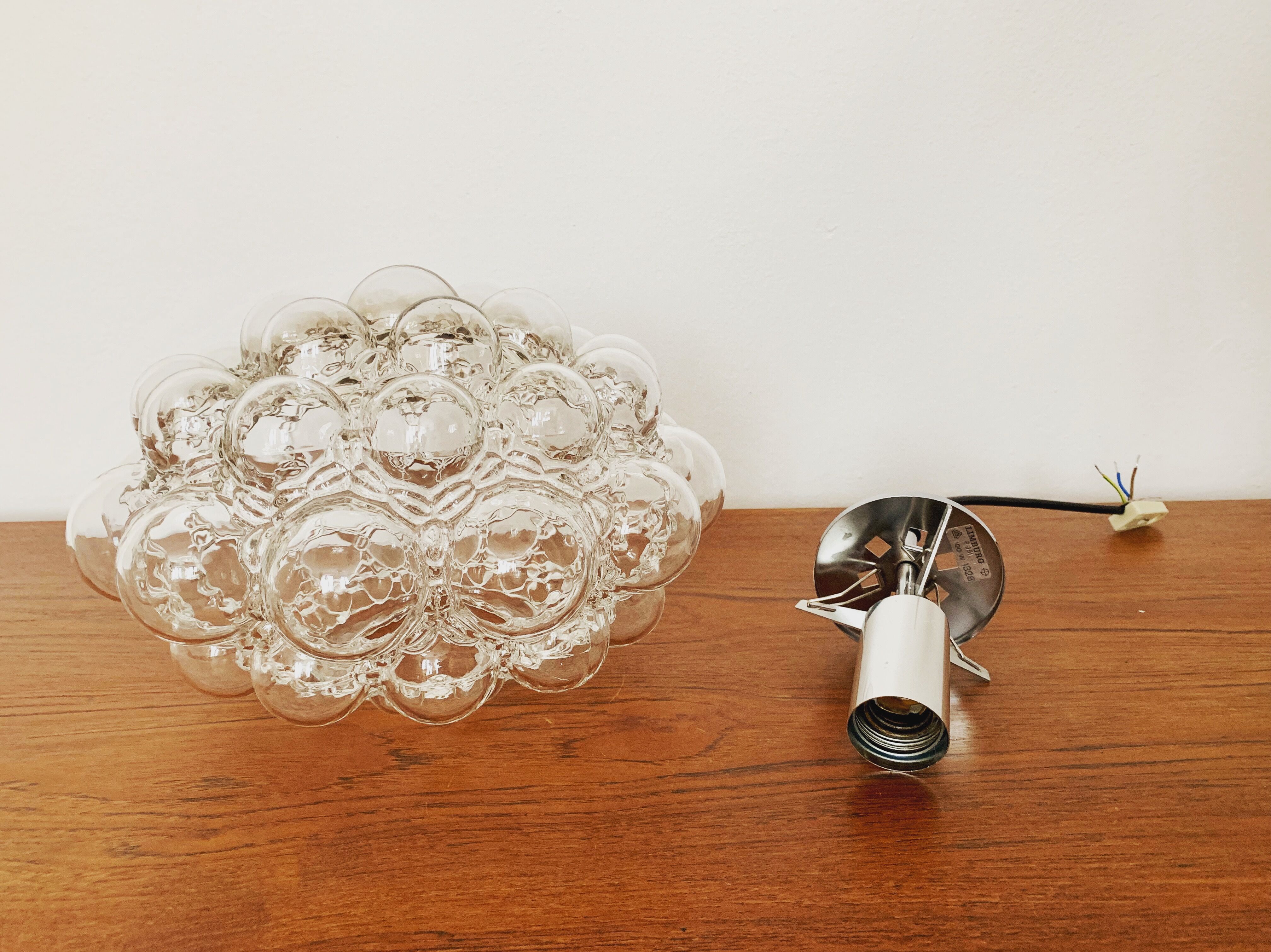 Large Mid Century Modern bubble pendant lamp by Helena Tynell for Glashütte Limburg