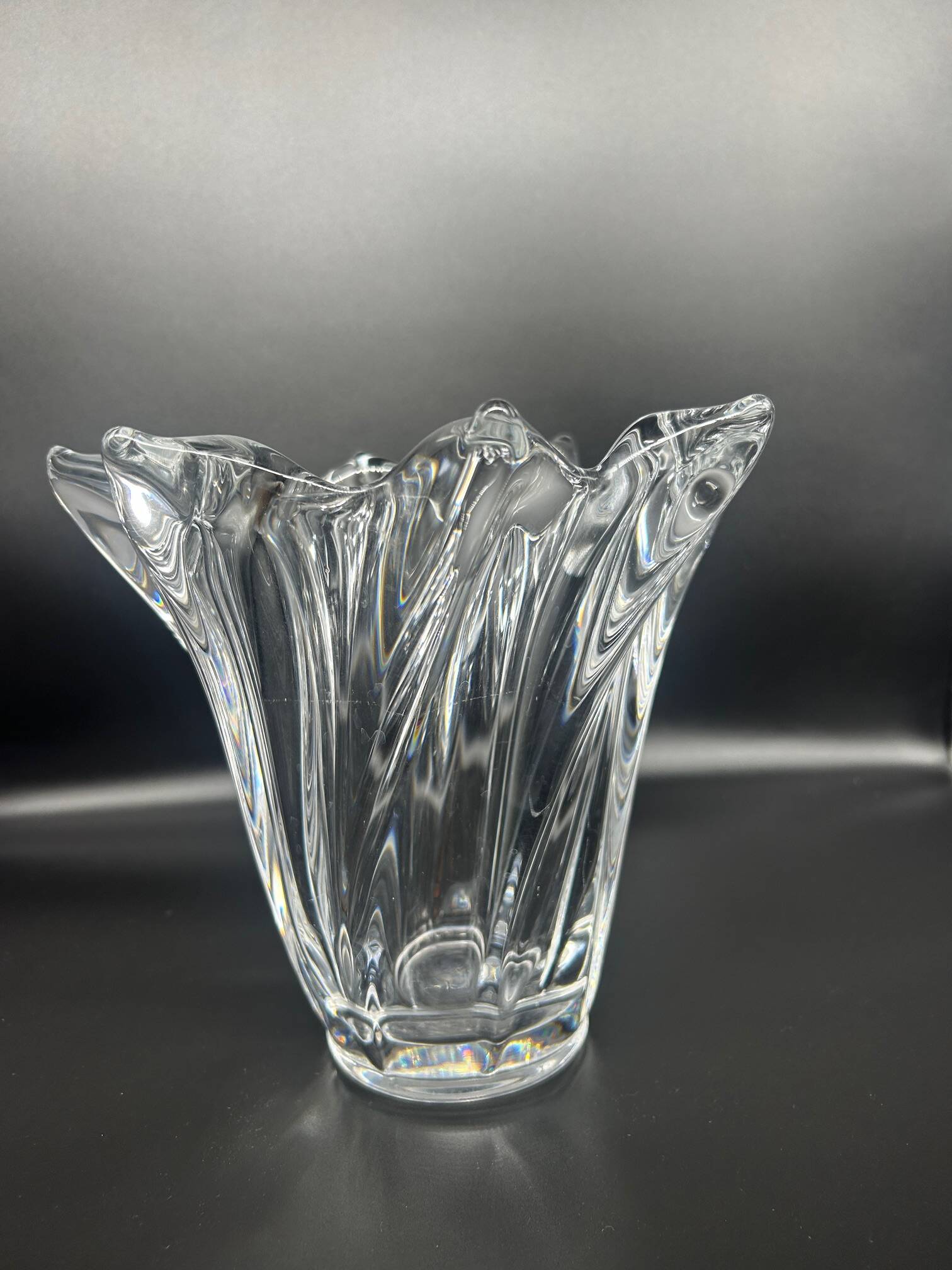 70s crystal vase