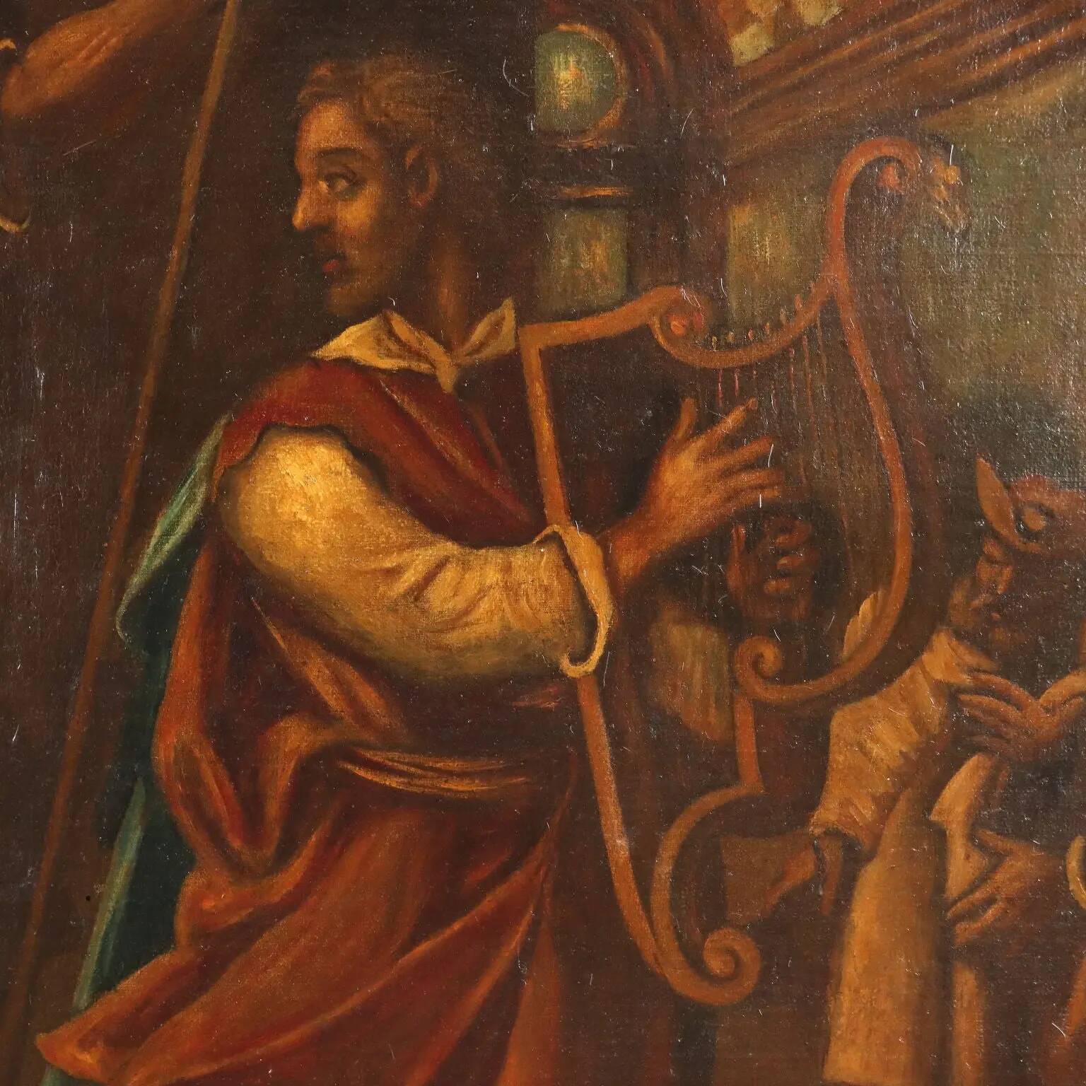 Peinture ancienne à sujet religieux, huile sur toile, XVIIe siècle