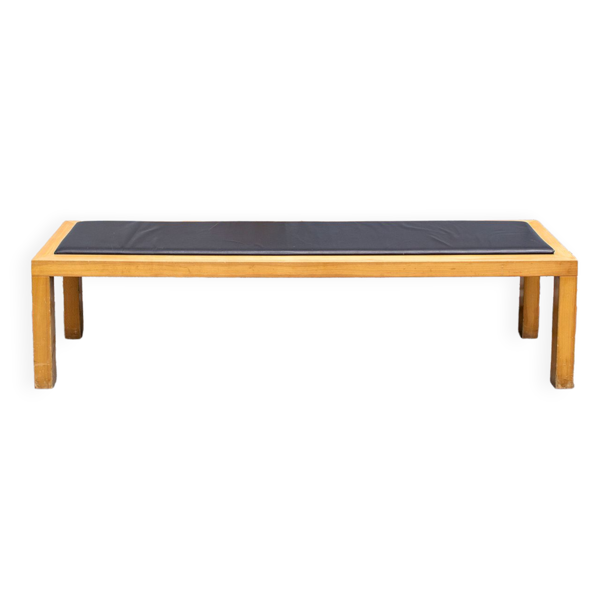 Bench in wood and leather by Salmistraro, Italy, 80s