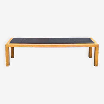 Bench in wood and leather by Salmistraro, Italy, 80s