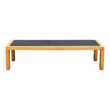 Banc en bois et cuir par Salmistraro, Italie, années 80