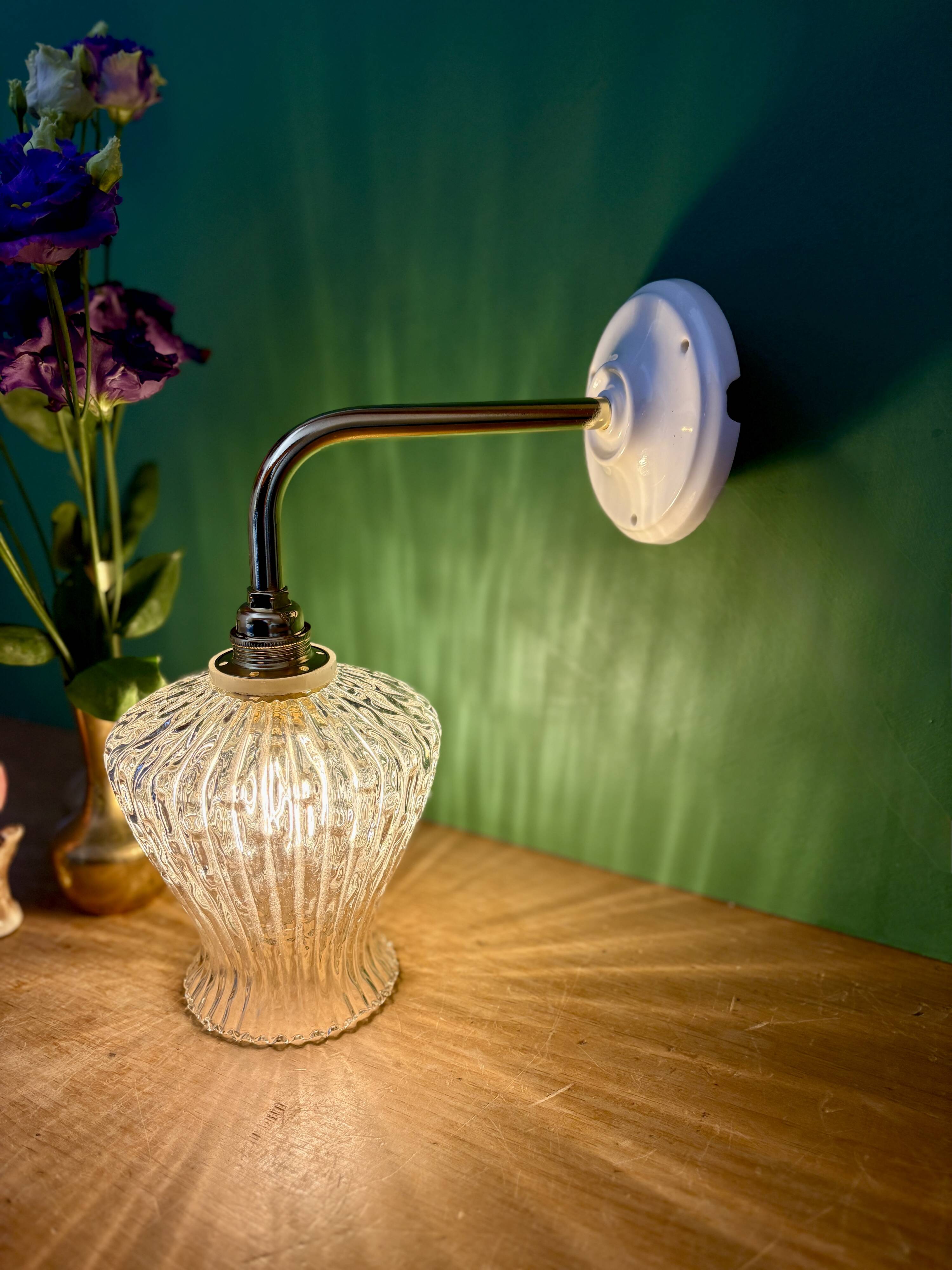 Vintage glass tulip wall light