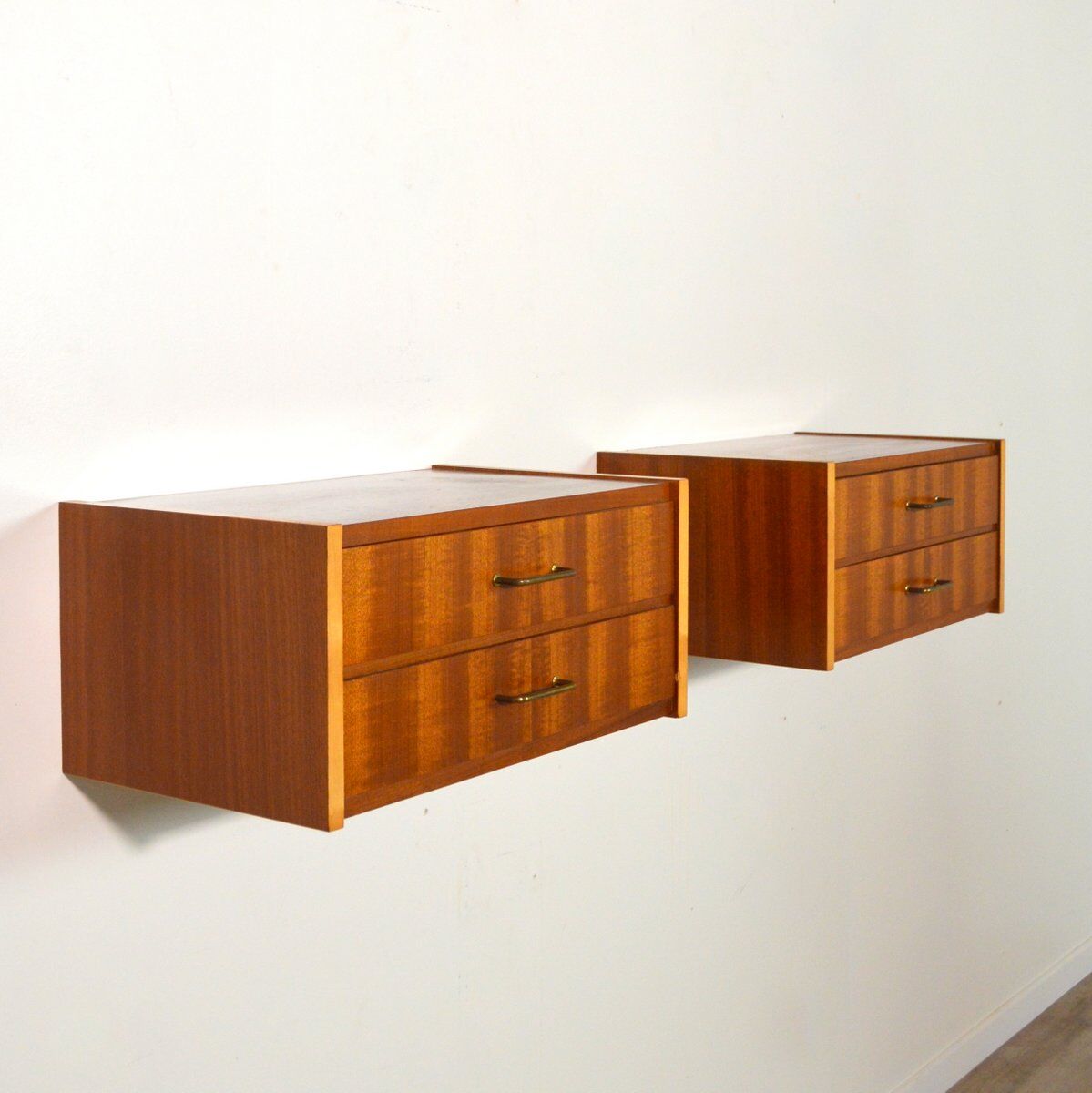 Pair of suspended bedside tables 1950s