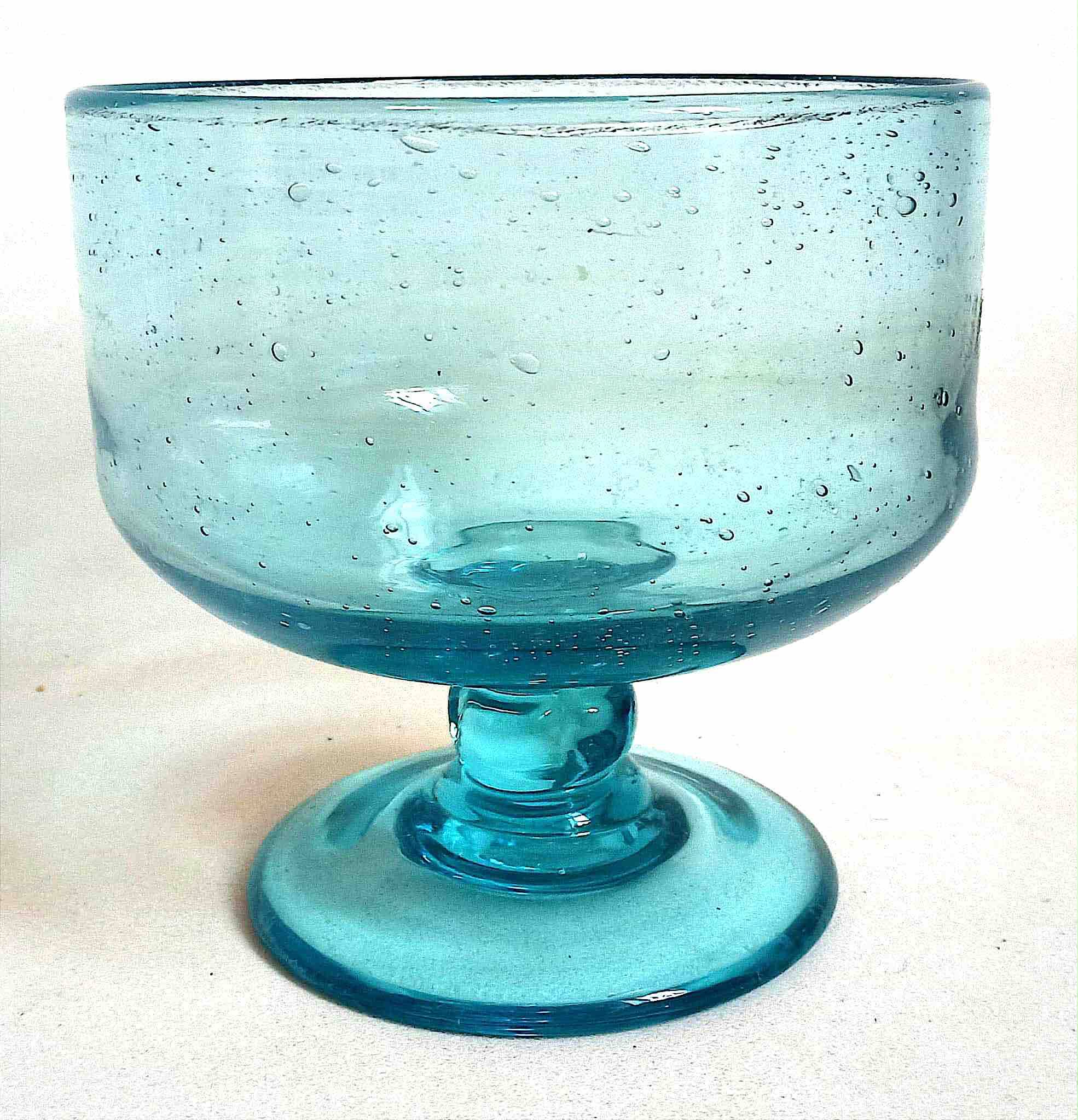 Footed bowl, 1970s, blue bubble glass, 26 cm diameter